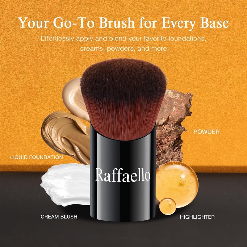 Raffaello Angled Kabuki Brush for Foundation – Ultra-Soft Dense Bristles, Flat Top Makeup Brush for Liquid, Cream & Powder, Seamless Blend, Wet & Dry Use, Zero Waste - Image 4